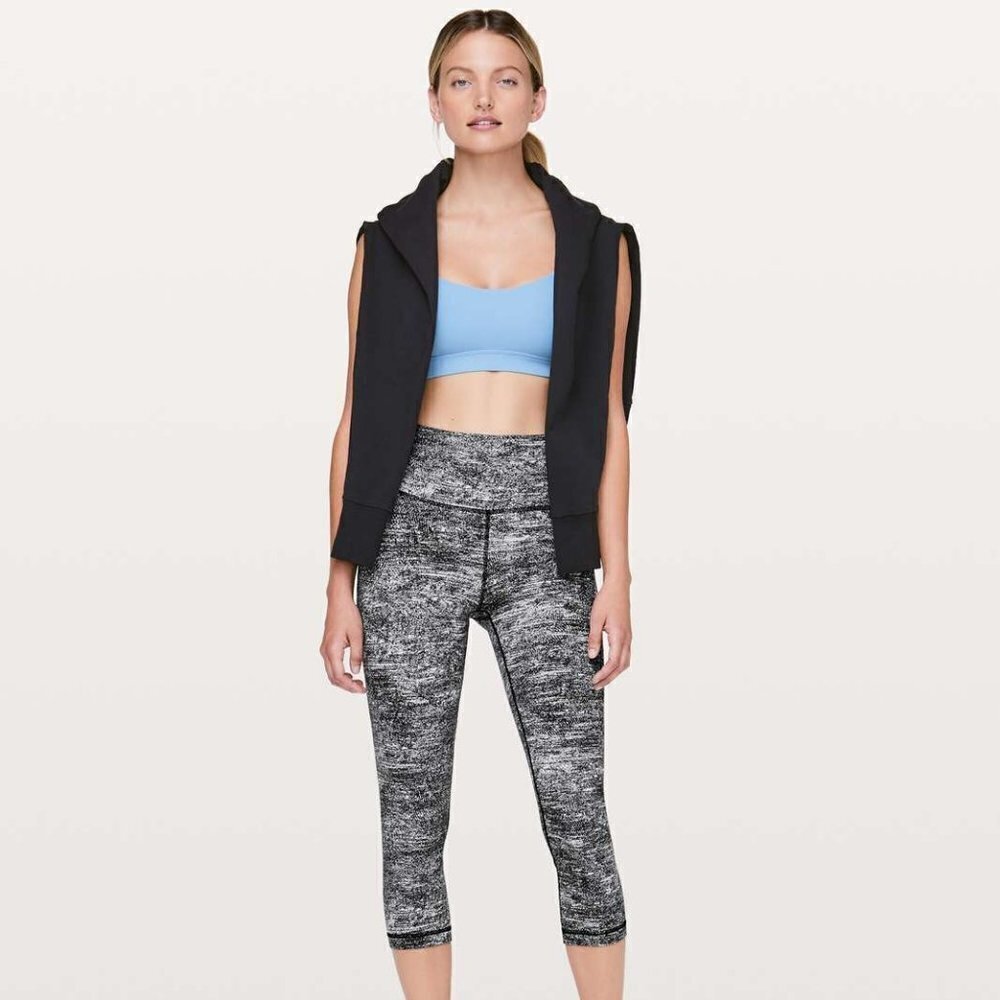 Lululemon Wunder Under Crop (Hi-Rise) *21" Rush Jacquard Black White